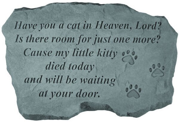 Cement pet memorial statue - Have you a Cat in Heaven, Lord?
